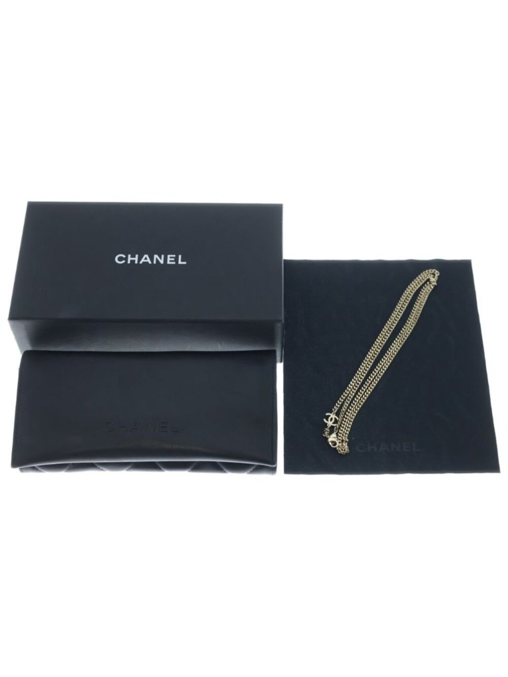 Chanel CC Logo Square Chain Sunglasses Gold Frame Gradient Lens Black Eyewear - Picture 6 of 6